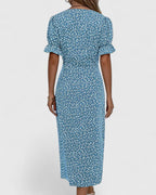 Amilia | Floral Wrap Midi Dress with Short Sleeves for Women