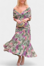 Rashida | Off-Shoulder Ruched Midi Dress for Women