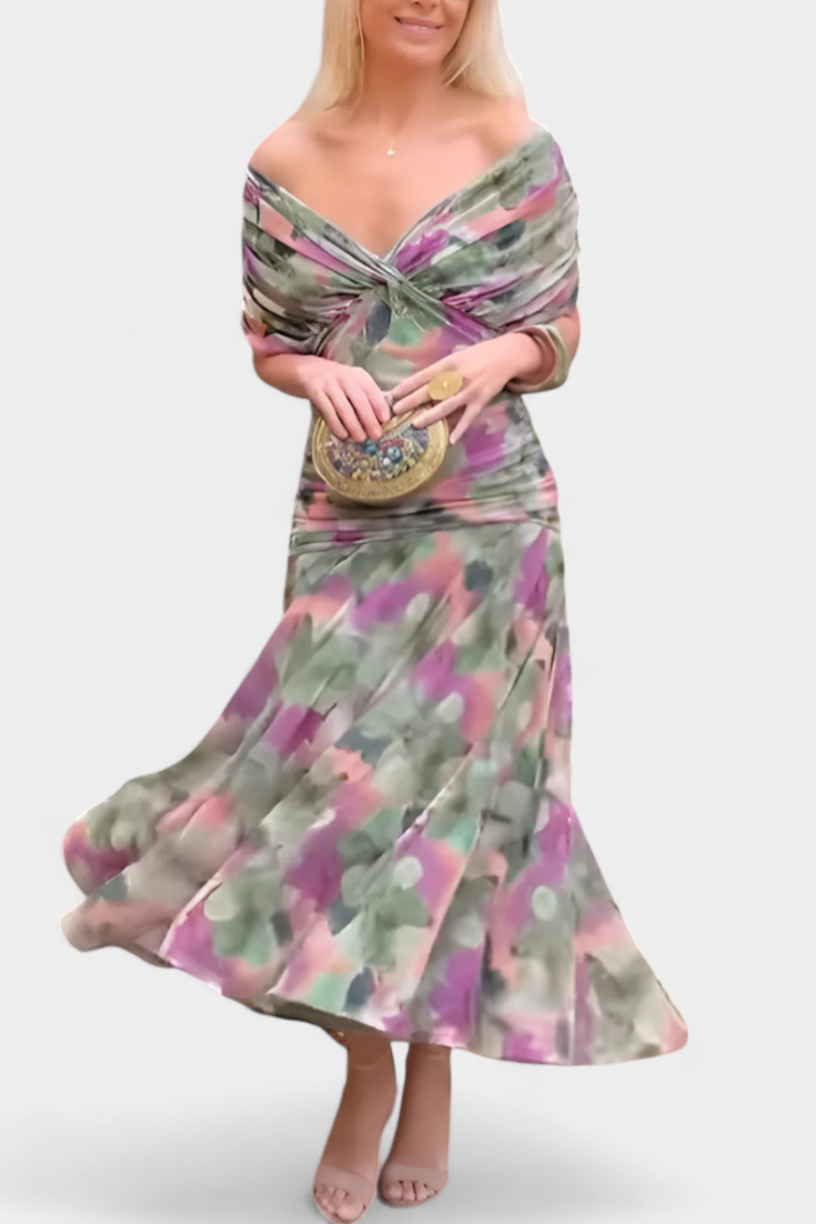 Rashida | Off-Shoulder Ruched Midi Dress for Women