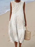 Autumn | Embroidered Sleeveless A-Line Midi Dress for Women