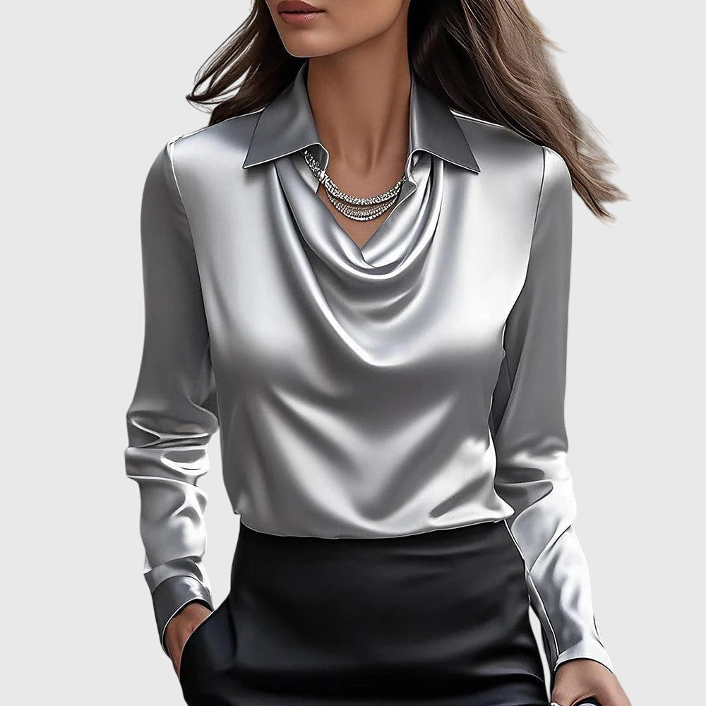 Laodice | Blouse with Cowl Neck and Long Sleeves for Women