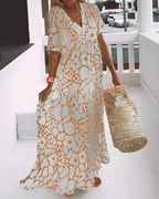 Soraya | V-Neck Maxi Dress with Abstract Print for Women