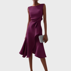 Cora | A-Line Midi Dress with Wrap Detail for Women