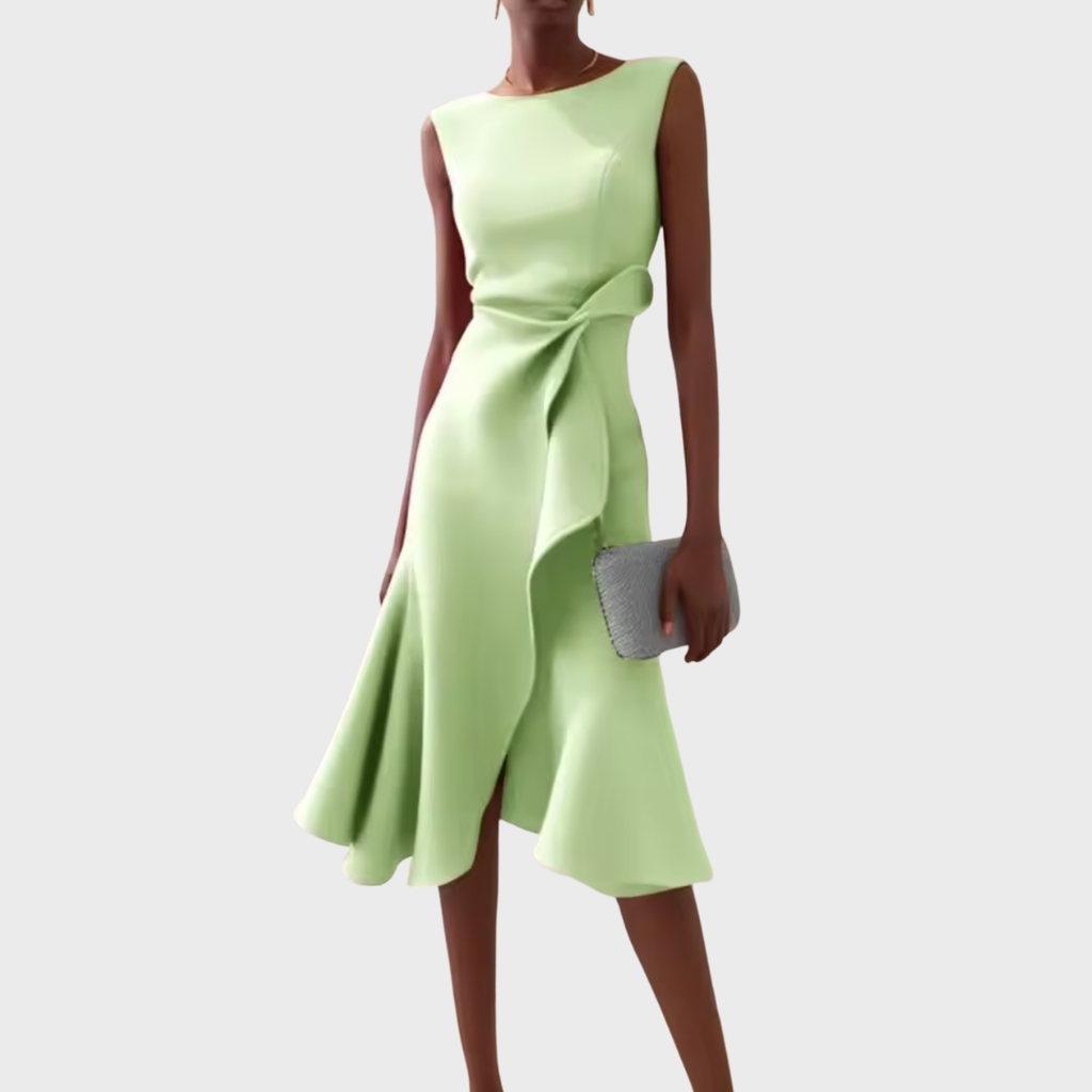 Cora | A-Line Midi Dress with Wrap Detail for Women