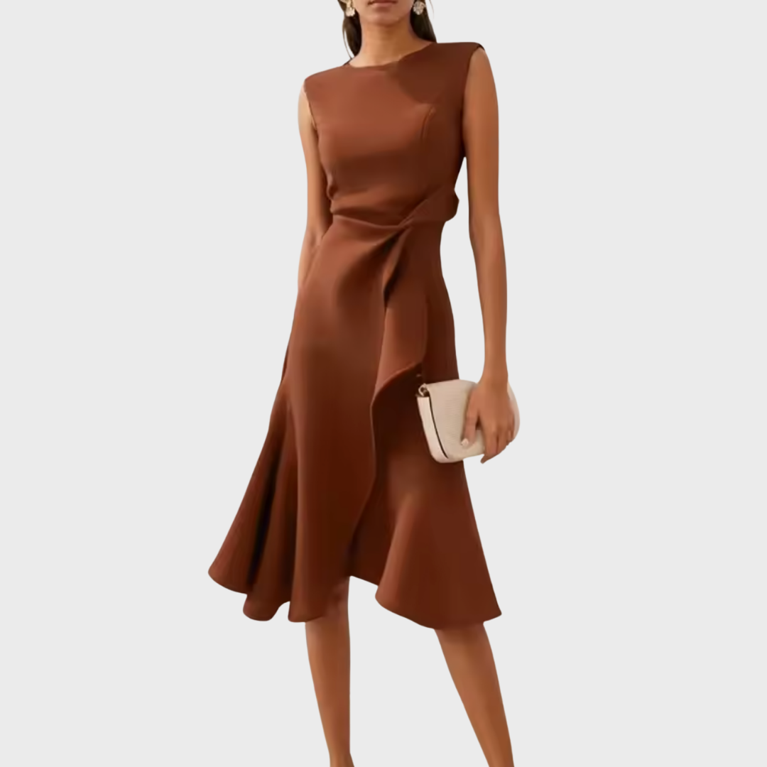Cora | A-Line Midi Dress with Wrap Detail for Women