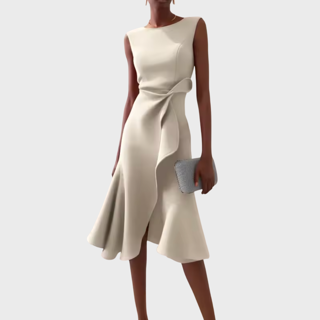 Cora | A-Line Midi Dress with Wrap Detail for Women