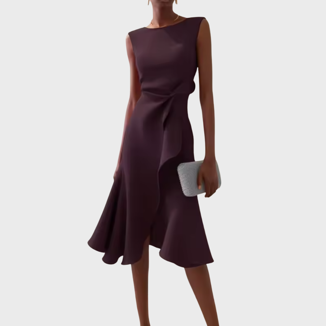 Cora | A-Line Midi Dress with Wrap Detail for Women