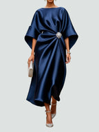 Rikki | Wrap Midi Dress with Batwing Sleeves for Women
