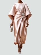 Rikki | Wrap Midi Dress with Batwing Sleeves for Women