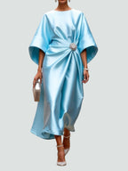 Rikki | Wrap Midi Dress with Batwing Sleeves for Women
