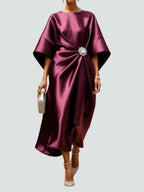 Rikki | Wrap Midi Dress with Batwing Sleeves for Women