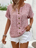 Tamara | Floral Button-Down Blouse with Short Sleeves for Women