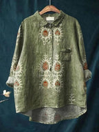 Caroline | Floral Oversized Collar Blouse for Women
