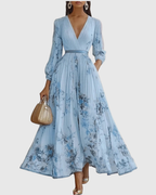 Godiva | Pleated Maxi Dress with V-Neck for Women