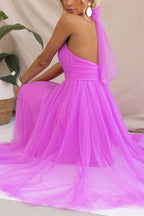 Catalina | Tulle Wedding Guest Halterneck A-Line Midi Dress for Women
