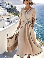 Paola | Wrap Maxi Dress with V-Neck Trim for Women