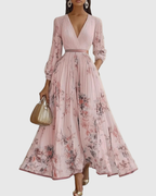 Godiva | Pleated Maxi Dress with V-Neck for Women