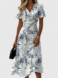 Hannah | Wrap V-Neck Short Sleeve Midi Dress for Women