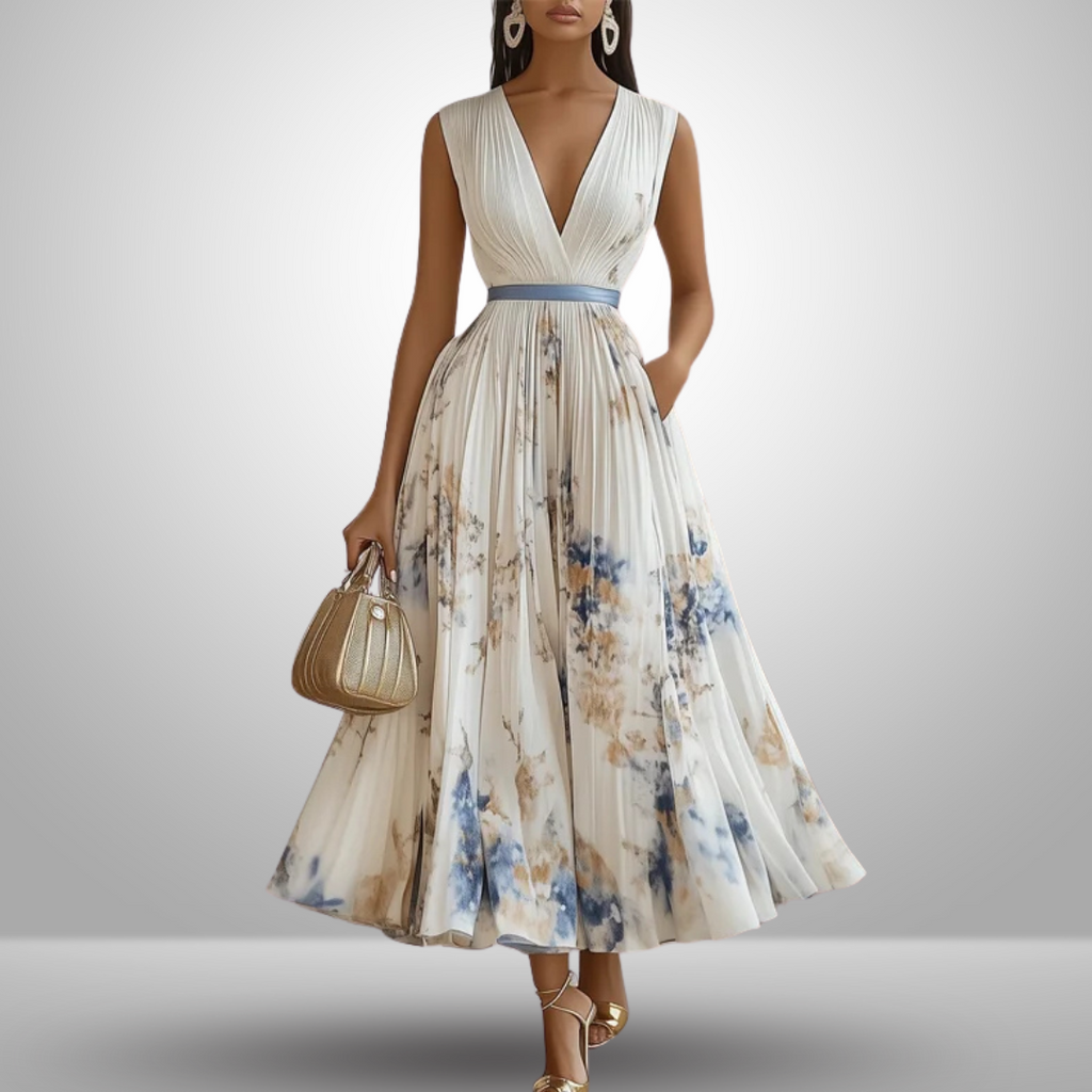 Ismeria | Pleated Sleeveless Maxi Dress for Women