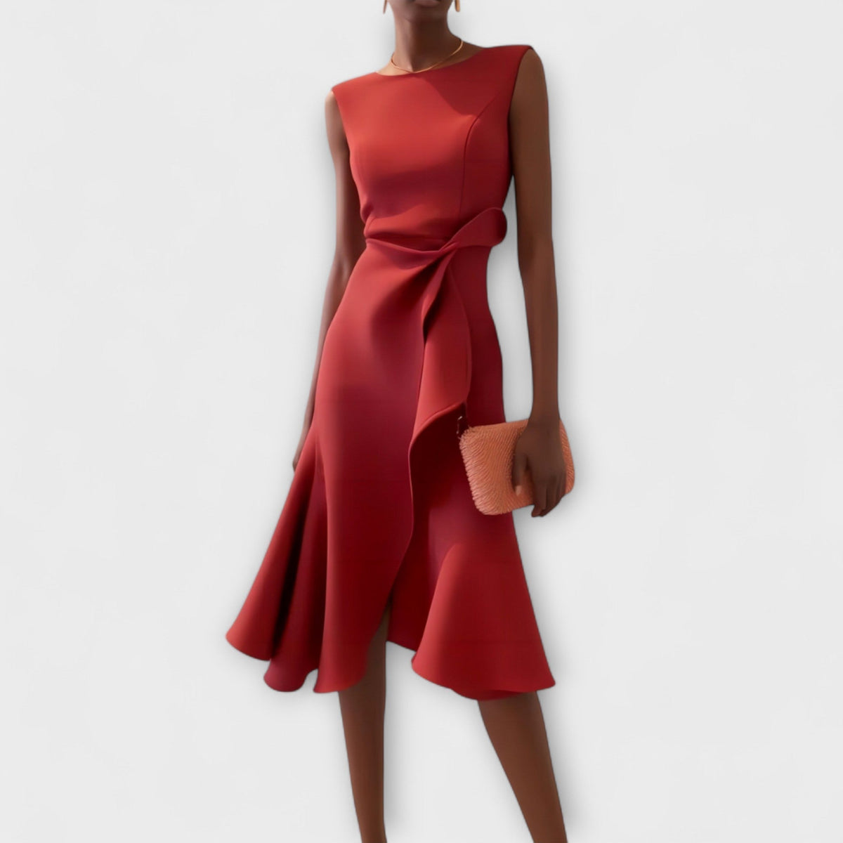 Cora | A-Line Midi Dress with Wrap Detail for Women