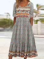 Alaia | Boho Print A-Line Midi Dress for Women