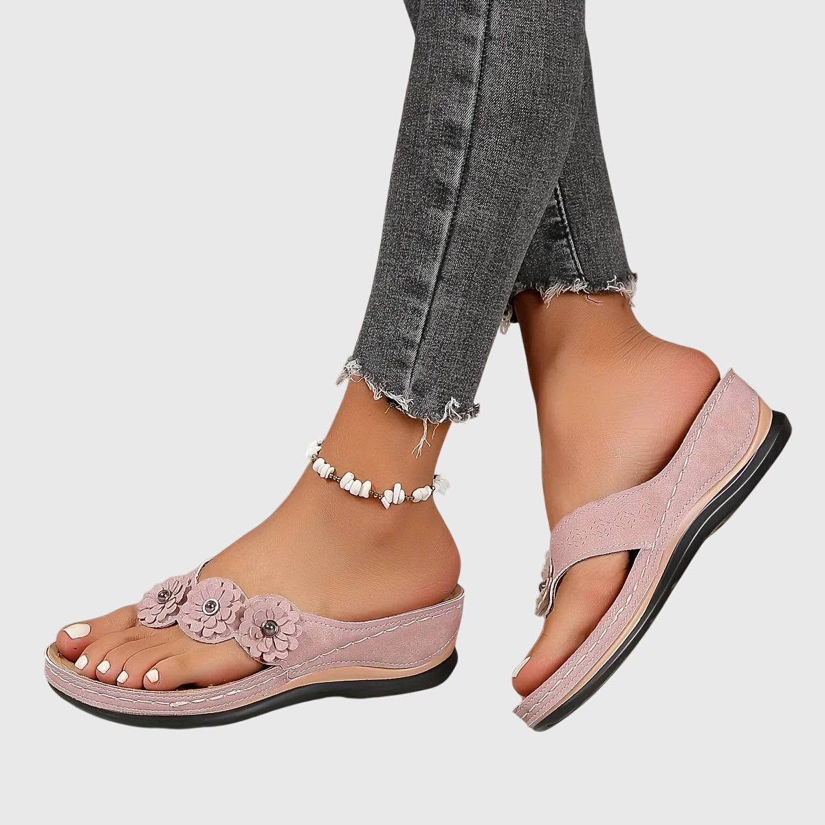 Silke | Flower Embellished Thong Sandals for Women