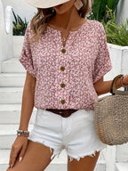 Tamara | Floral Button-Down Blouse with Short Sleeves for Women
