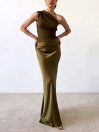 Anita | One-Shoulder Pleated Maxi Dress for Women