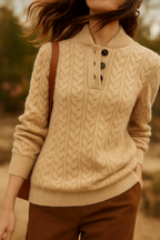 Nathalia | Button-Up Cable Knit Sweater for Women