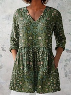 Marisa | A-Line V-Neck Floral Shirt Dress for Women