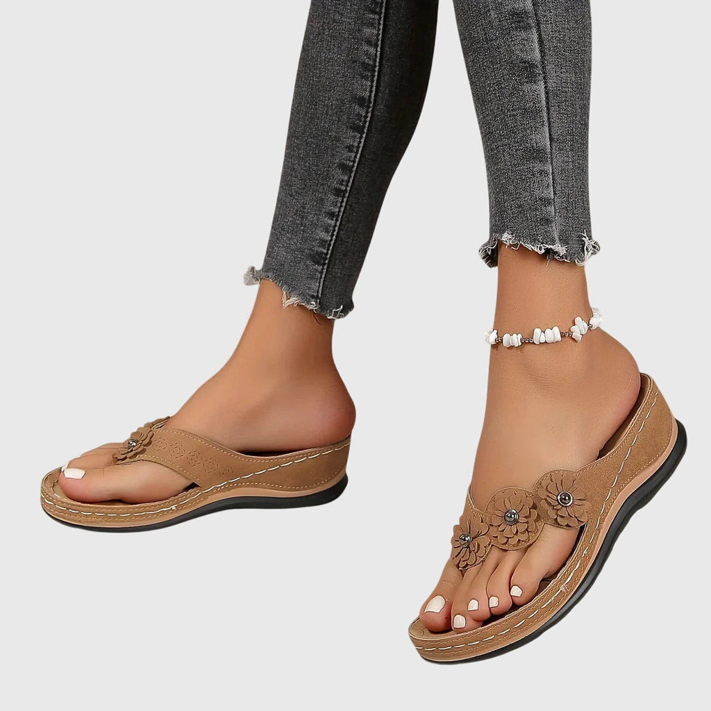 Silke | Flower Embellished Thong Sandals for Women