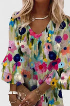 Sebastiane | Floral Dress with V-Neck and Bell Sleeves for Women