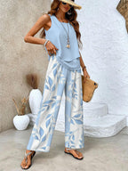 Corinne | Wide Leg Floral Print Two-Piece Set for Women