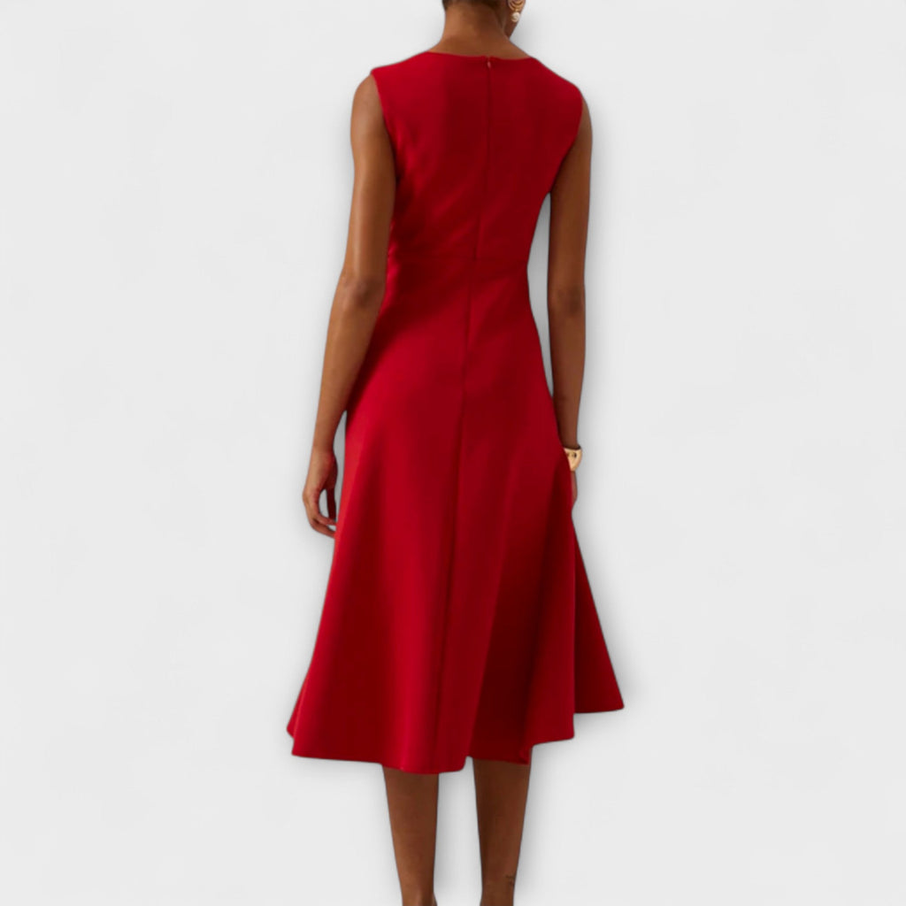 Cora | A-Line Midi Dress with Wrap Detail for Women