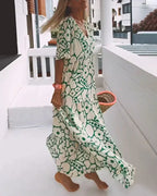 Soraya | V-Neck Maxi Dress with Abstract Print for Women