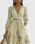 Godiva | Pleated Maxi Dress with V-Neck for Women