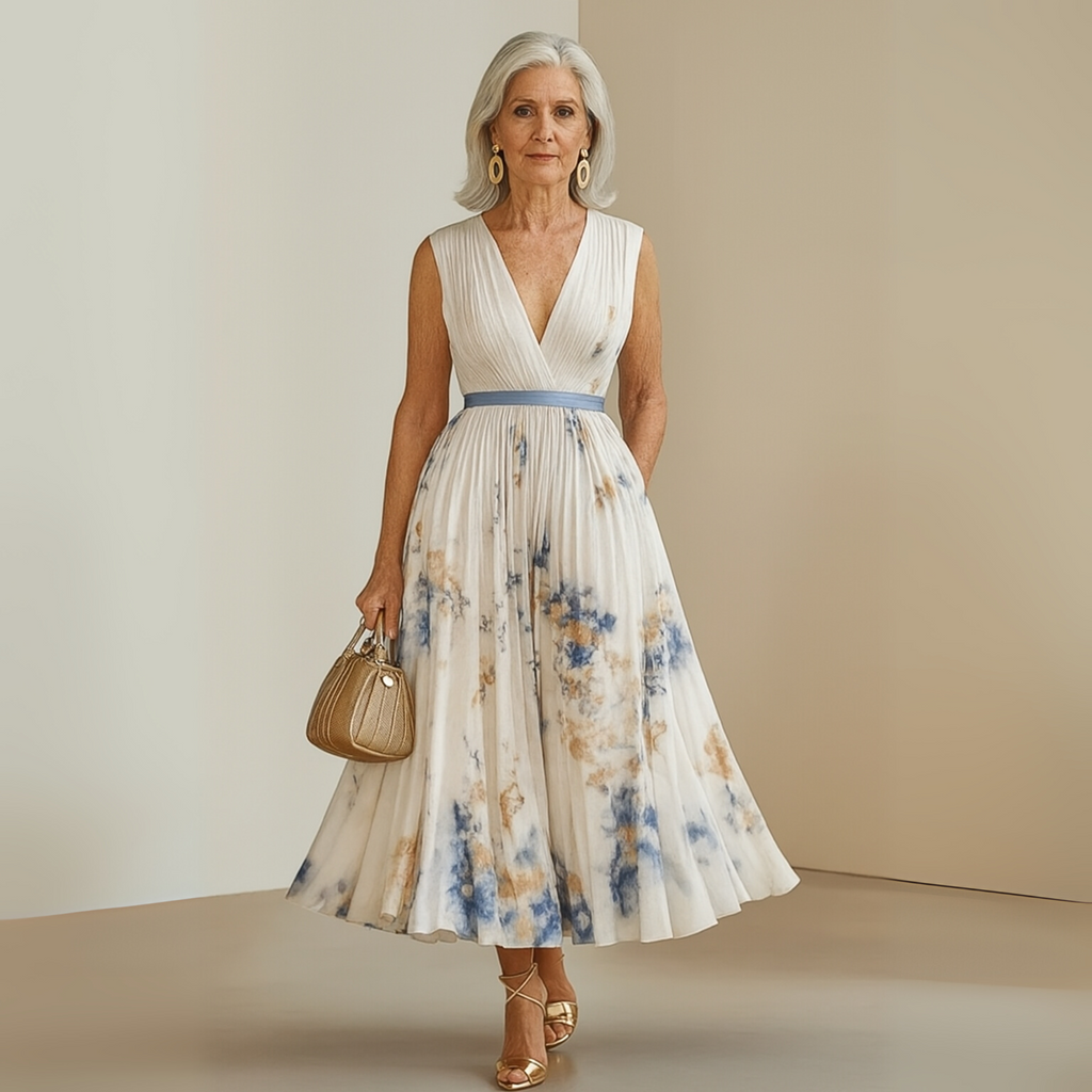 Ismeria | Pleated Sleeveless Maxi Dress for Women