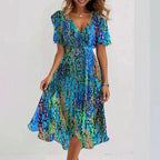 Agnes | Floral Wrap V-Neck Midi Dress for Women
