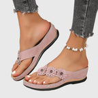 Silke | Flower Embellished Thong Sandals for Women