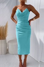 Antoinette | Wedding Guest Strapless Wrap Midi Dress for Women