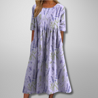 Idalia | Floral Midi Dress with Short Sleeves for Women