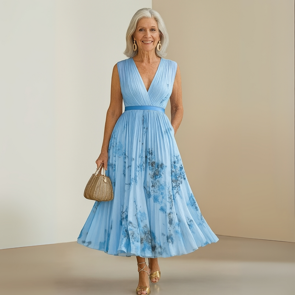Ismeria | Pleated Sleeveless Maxi Dress for Women