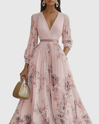 Godiva | Pleated Maxi Dress with V-Neck for Women