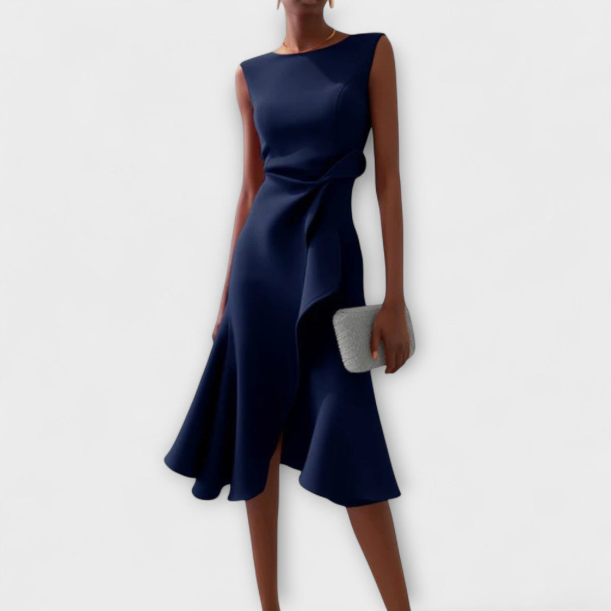 Cora | A-Line Midi Dress with Wrap Detail for Women