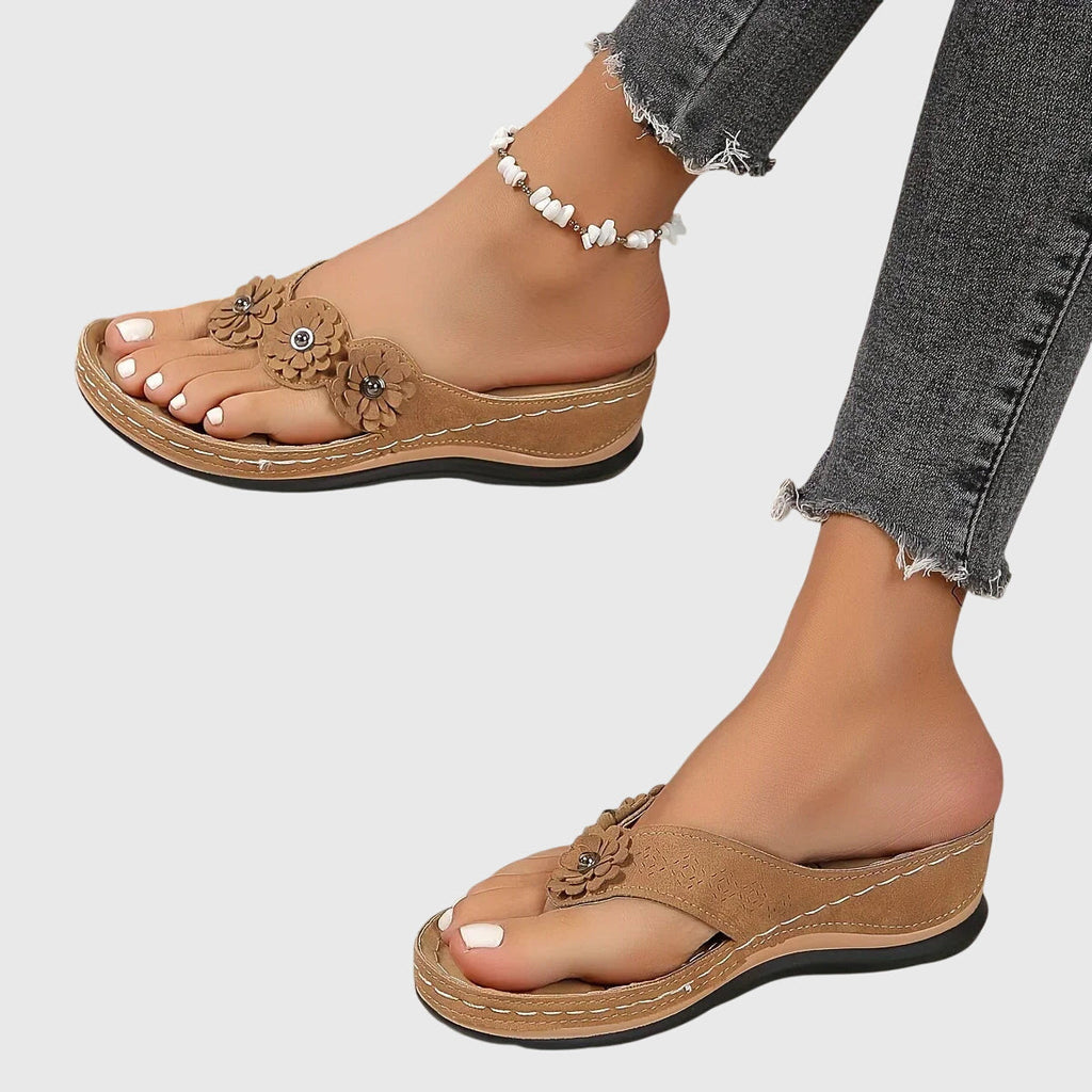 Silke | Flower Embellished Thong Sandals for Women