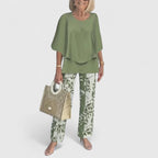 Suzette | Floral Cropped Wide Leg Two-Piece Set for Women