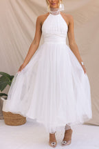 Catalina | Tulle Wedding Guest Halterneck A-Line Midi Dress for Women