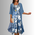 Eloïse | Floral Print Midi Dress with Layered Cardigan for Women