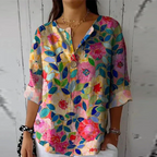 Anastasia | Floral V-Neck Blouse for Women