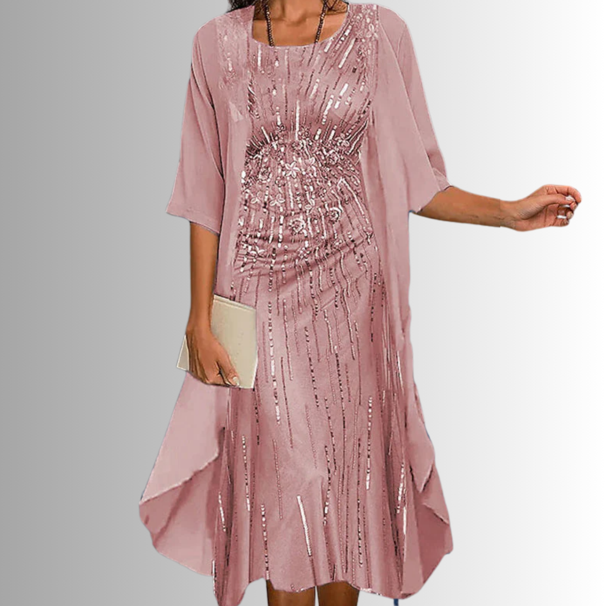 Eloïse | Floral Print Midi Dress with Layered Cardigan for Women